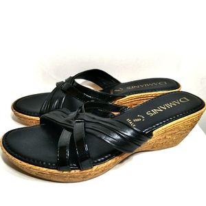 Damianis Black Wedge Sandals.